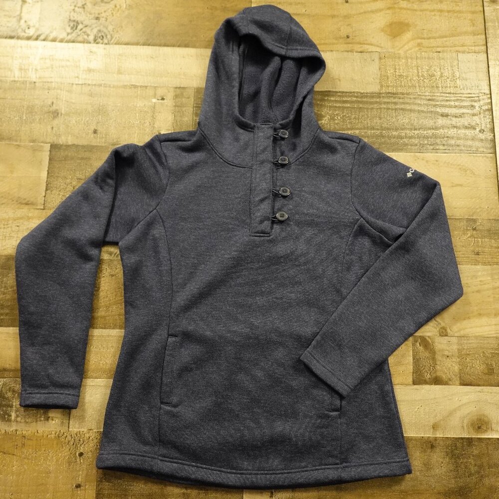 Columbia Darling Days Hoodie XL Navy Button Neck Pullover Fleece Sweater Warm
